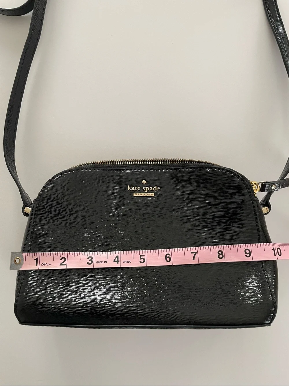 Kate Spade Genuine Brushed Patent Leather Crossbody Bag Black/Gold